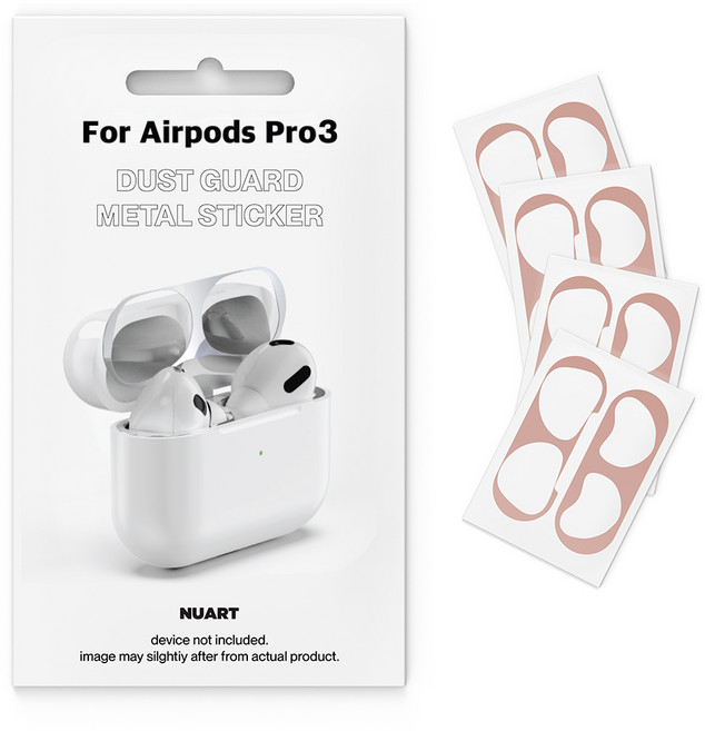 누아트 에어팟 프로 3 메탈 철가루 방지스티커, 로즈골드, 4개