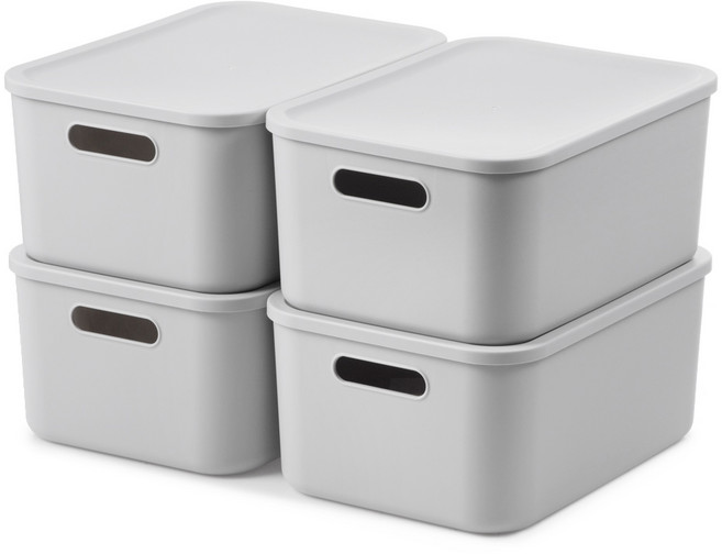 코멧 홈 심플한 리빙박스 팬트리 정리함 M, 그레이, 4개