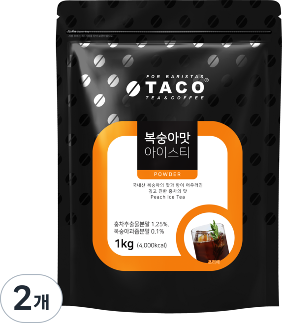 타코 복숭아맛 아이스티 분말, 1kg, 1개입, 2개