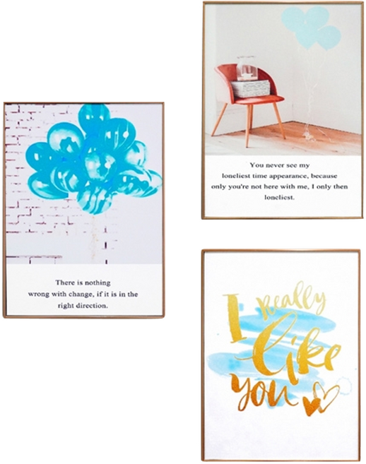 STYLE G 時代家居 有框畫板畫三幅組, 派對汽球 金色