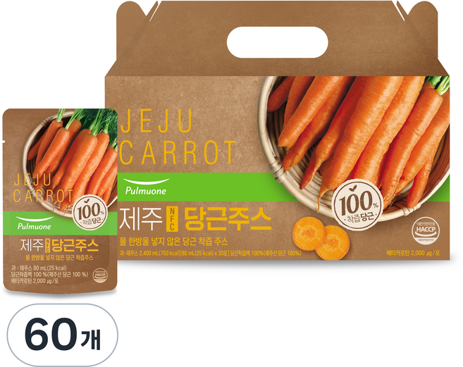 풀무원녹즙 제주 NFC 당근주스, 80ml, 60개