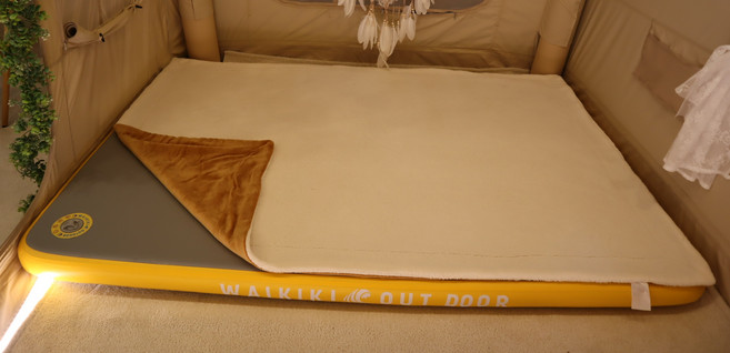 와이키키 캠핑 에어매트 + 전동펌프 + 가방 세트, 옐로우