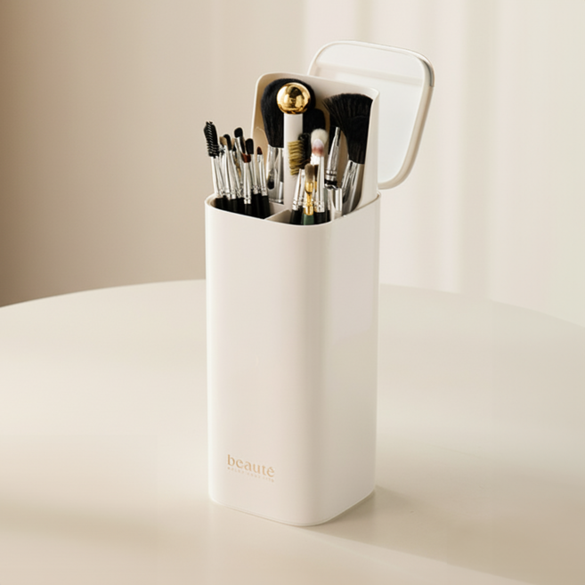 엘빈리빙 원터치 메이크업 브러쉬 정리함, 1개, 화이트