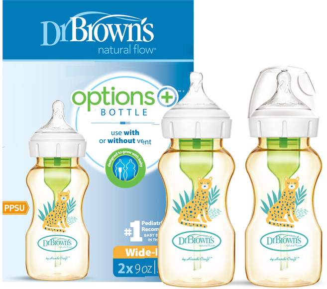 닥터브라운 옵션스 플러스 젖병 2개 + 크리닝브러쉬, 혼합색상, 270ml, 1세트