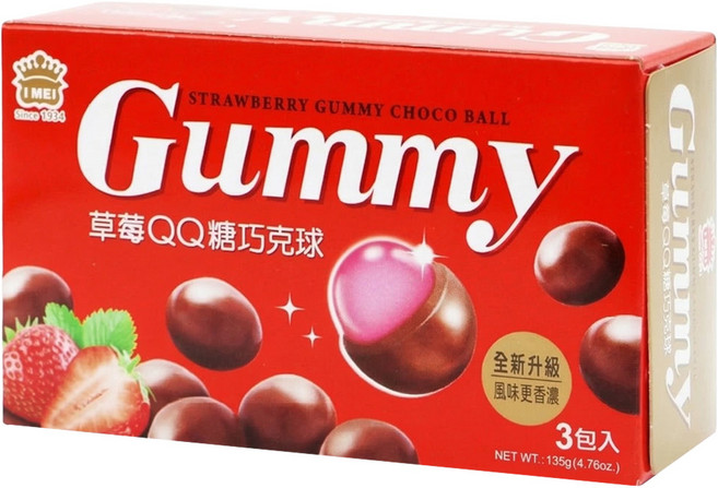 義美 QQ糖巧克球 量販 草莓風味, 1盒, 135g