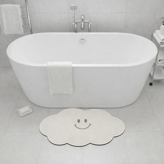 MF스토어 스마일 구름 규조토 발매트, 그레이