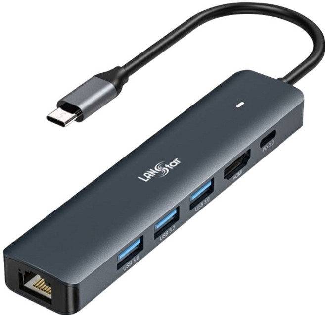 랜스타 맥북 PD고속충전 6in1 USB C타입 멀티허브 LS-U31MHS, 1개