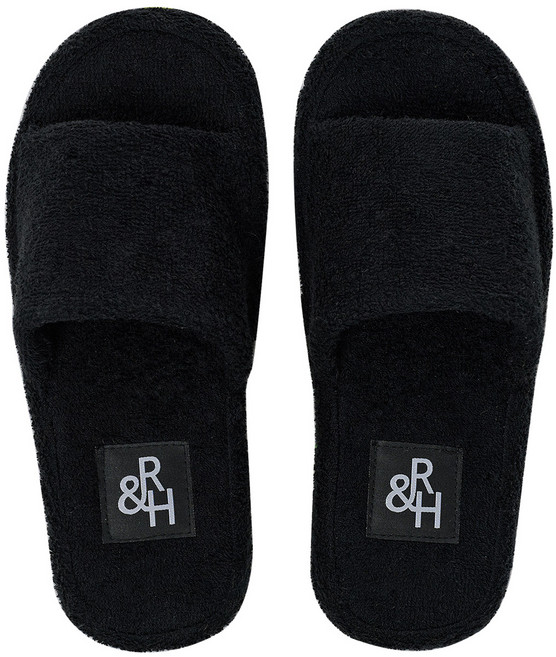 룸앤홈 테리 오픈형 룸슈즈, 블랙, 1개