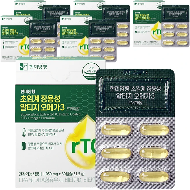 한미양행 초임계 장용성 알티지 오메가3 31.5g, 30정, 6개 - 쿠팡