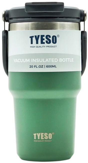 TYESO 泰碩 手提304不銹鋼水杯, 森林綠, 1個, 600ml