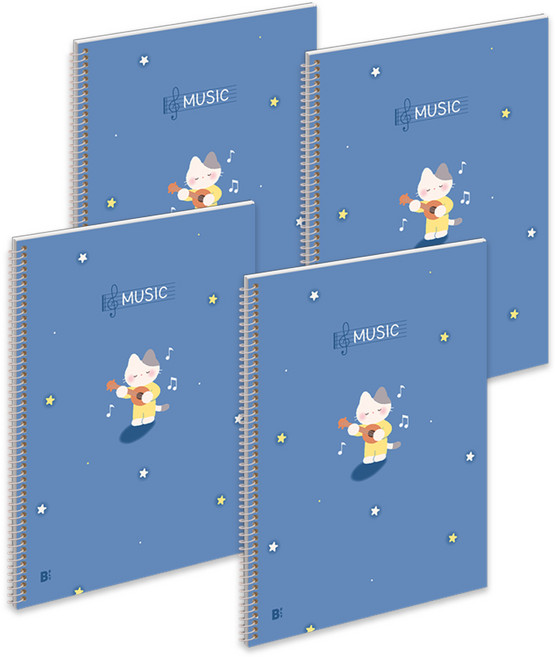 비플라이 스프링 음악 노트, 4개, 블루