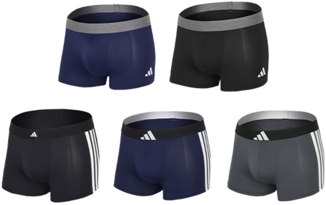 아디다스 NEW 리뉴얼 통기성 퍼포먼스 블랙라인 드로즈 팬티 5종 세트
