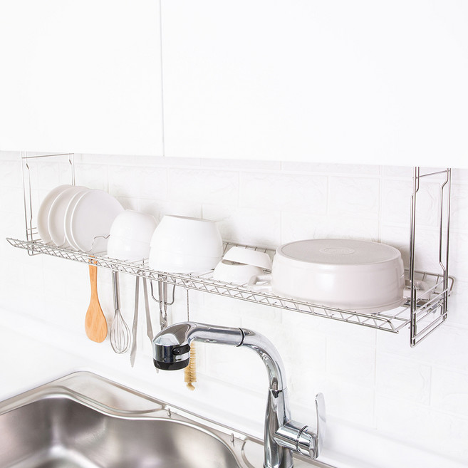 4BNK 스텐 부착식 싱크선반 900(벽겸용), 1단, 실버, 1개