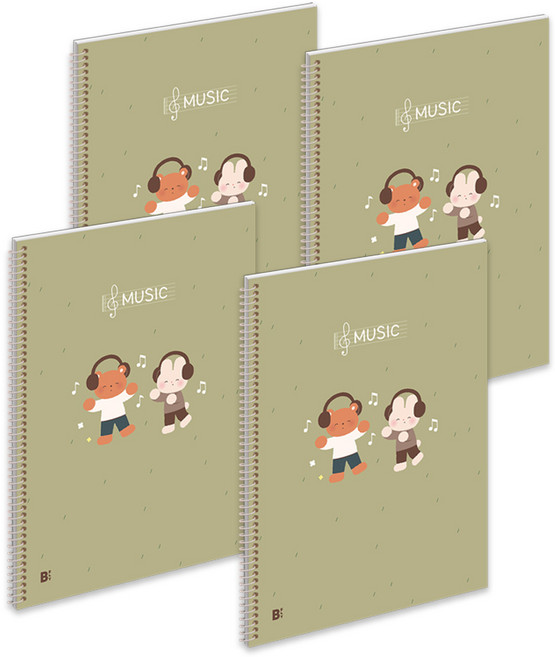 비플라이 스프링 음악 노트, 4개, 그린