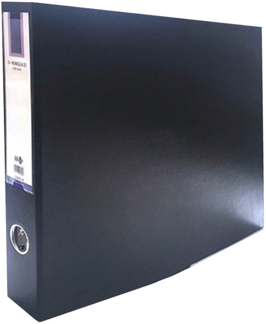 D型環橫式合成紙板活頁夾 A3 5cm, 黑色, 1個