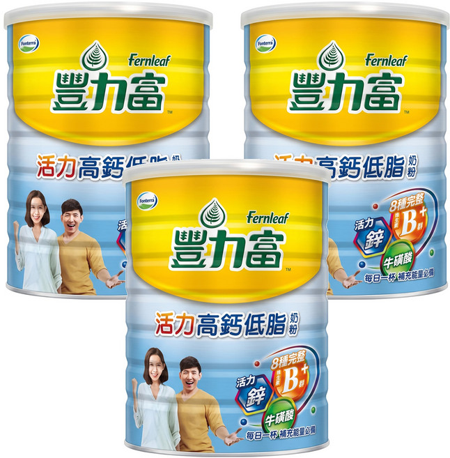 Fernleaf 豐力富 活力高鈣低脂奶粉, 1.5kg, 3罐