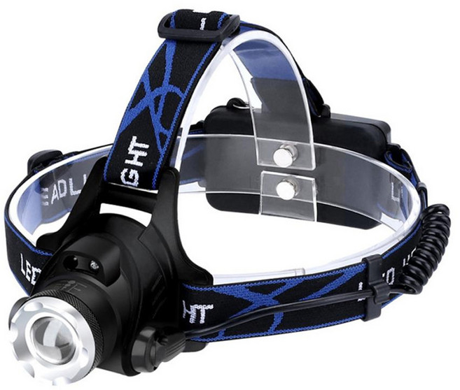 台灣 JiNDO 輕便T6強光頭燈 LED頭燈 不含充電器/電池/包裝無盒 162g, 藍色 + 黑色, 1個