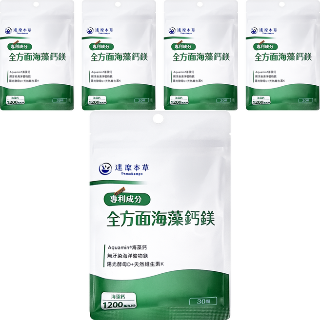 達摩本草 全方位海藻鈣鎂, 0.9g, 30顆, 5包