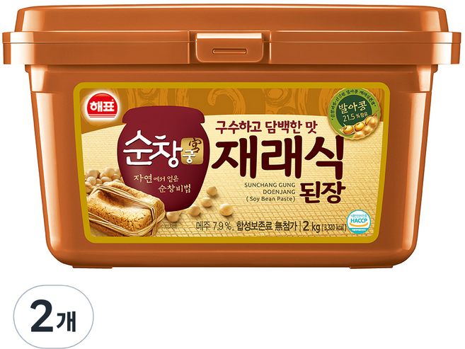 해표 순창궁 재래식 된장, 2kg, 2개