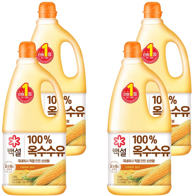 백설 옥수수유, 1.8L, 4개