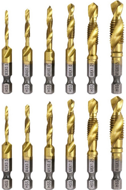 스탠맨 6각생크 티타늄코팅 HSS탭핑 드릴비트 6종세트, 2세트