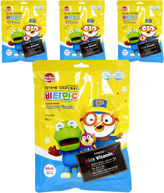베베모린 뽀롱뽀롱 뽀로로 복숭아맛 비타민C, 50정, 4개