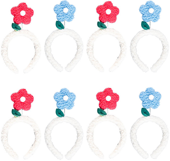 파티쇼 밍크 플라워 파티머리띠 2종 세트, 블루, 로즈, 4개