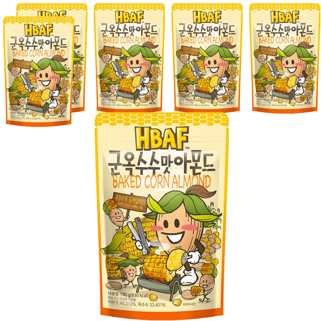 바프 군옥수수맛 아몬드, 190g, 6개