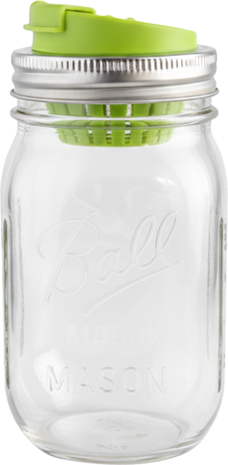 Ball 梅森 Jarware x Ball 窄口果汁隨行玻璃罐 不鏽鋼, 1個, 480ml