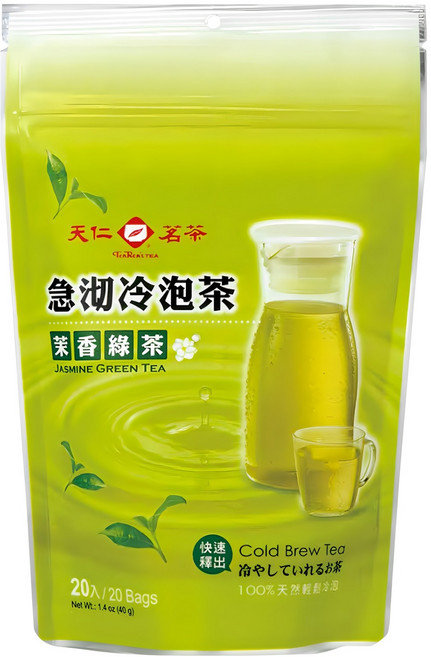 天仁茗茶 急沏冷泡茉香綠茶, 2g, 20包, 1袋