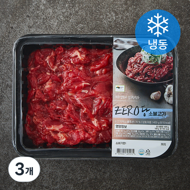 미트엔조이 청정우 제로당 소불고기 (냉동), 3개, 400g