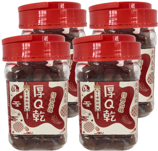 良澔 卡恰高粱辣味厚Q條 經典微辣 香Q勁脆 金門高粱, 280g, 4罐