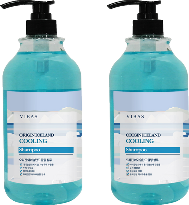 비바스 오리진 아이슬란드 두피 쿨링 샴푸, 1kg, 2개