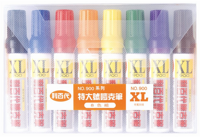 LIBERTY 利百代 No.900XL 麥克筆, 斜方尖款 綜合色, 8支