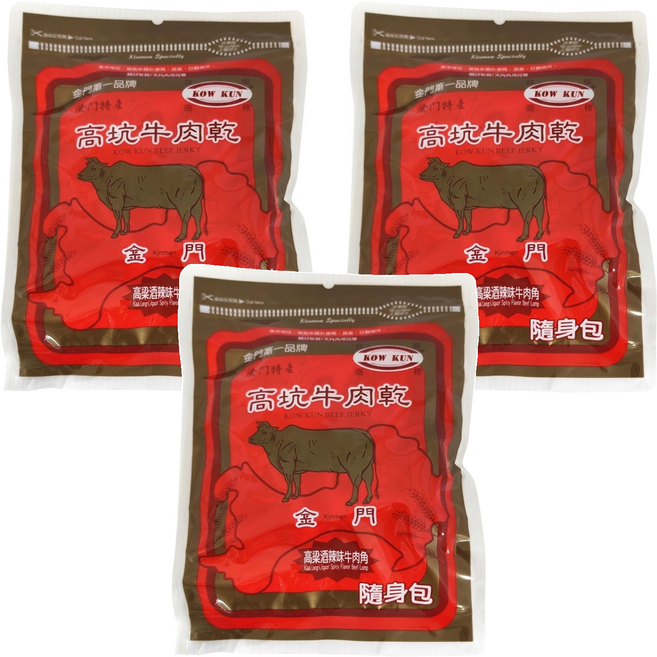 高坑 高粱酒辣味牛肉角, 160g, 3包