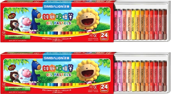 SIMBALION 雄獅 奶油獅 粉蠟筆, 24色, 2盒