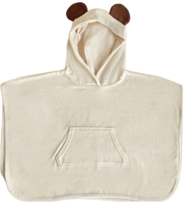 ikii 유아용 순수 대나무 뱀부 포켓 타월가운 S, 곰, 1개 - 쿠팡