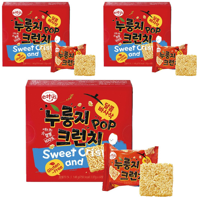 이더스 누룽지 POP 크런치 4p, 148g, 3개