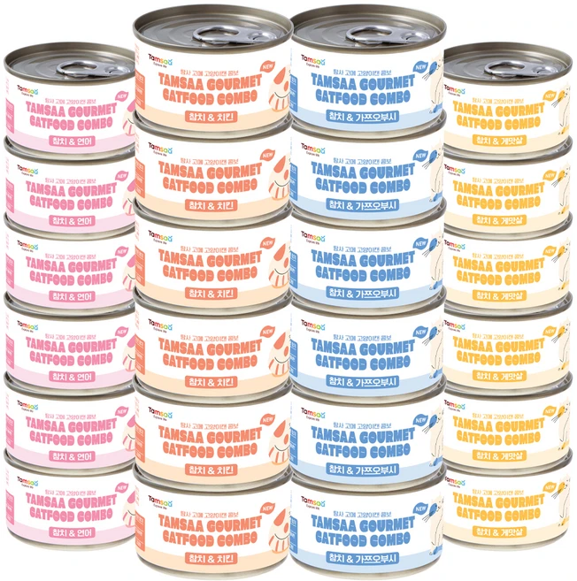 탐사 고메 캣푸드 버라이어티 4가지맛 믹스90g*24 입, 혼합맛, 1박스, 90g - 쿠팡