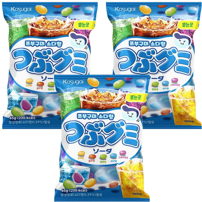 카수가이 쯔부구미 소다향, 65g, 3개