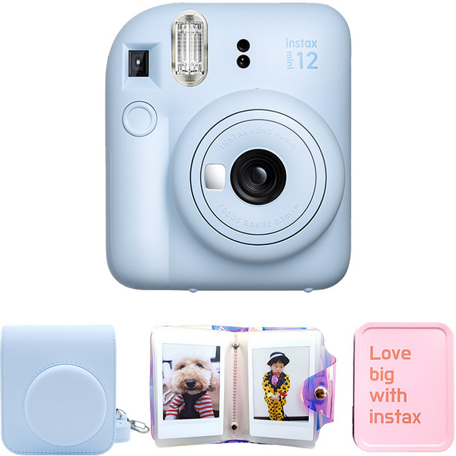 FUJIFILM 富士 instax mini 12 粉藍色 instax mini 12 + 專用相機包套組, 1套