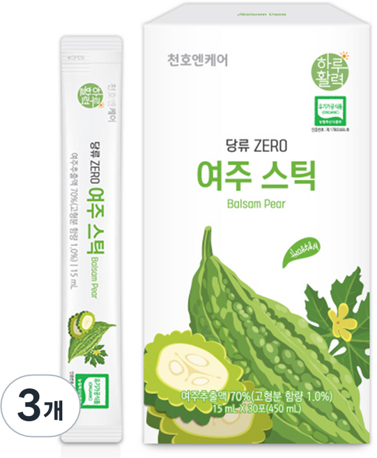 하루활력 여주즙 액상스틱 15ml, 450ml, 3개