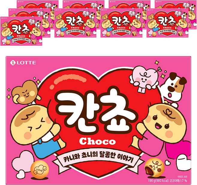 롯데웰푸드 칸쵸 초코, 196g, 10개