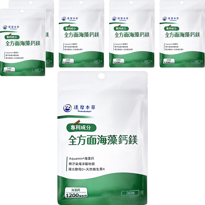 達摩本草 全方位海藻鈣鎂, 0.9g, 30顆, 6包