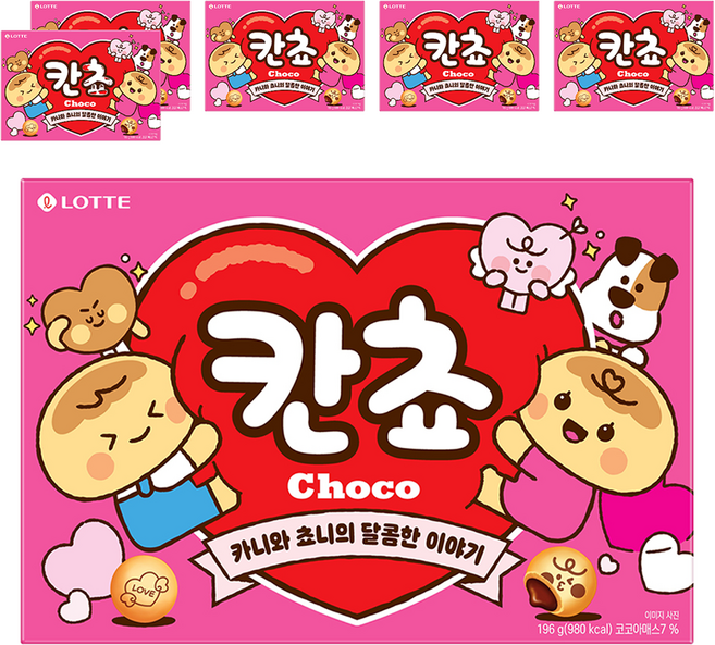 롯데웰푸드 칸쵸 초코, 196g, 6개