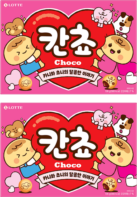 롯데웰푸드 칸쵸 초코, 196g, 2개