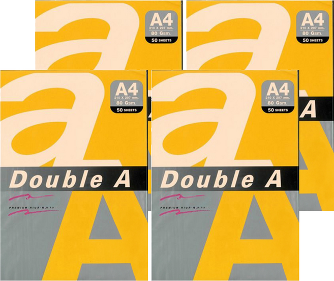 Double A 影印紙 OrangeCarrot 向日葵黃, A4, 4包