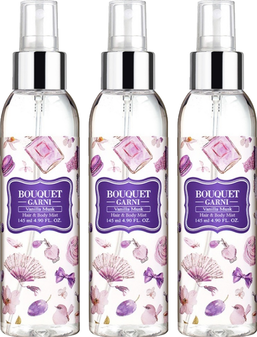부케가르니 프레그런스드 헤어&바디미스트 바닐라머스크, 145ml, 3개