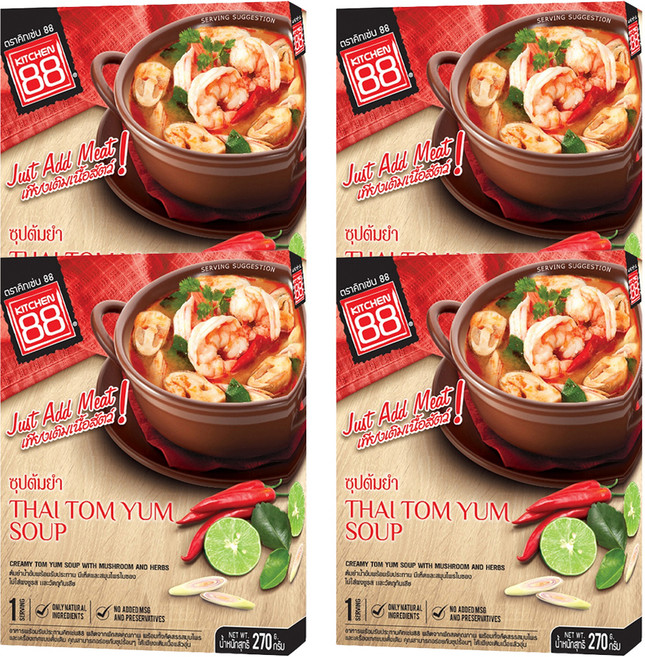 KITCHEN 88 泰式酸辣海鮮湯即食調理包 僅需加入肉類, 270g, 4盒