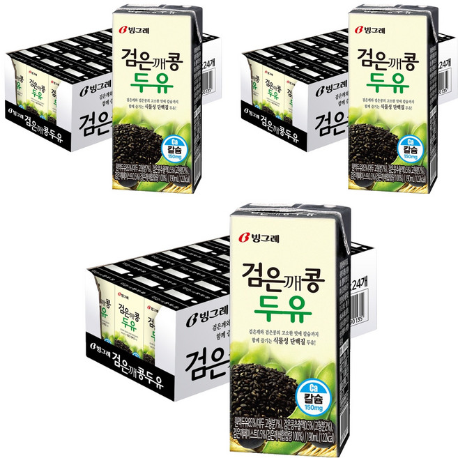 빙그레 검은깨 콩두유, 190ml, 72개